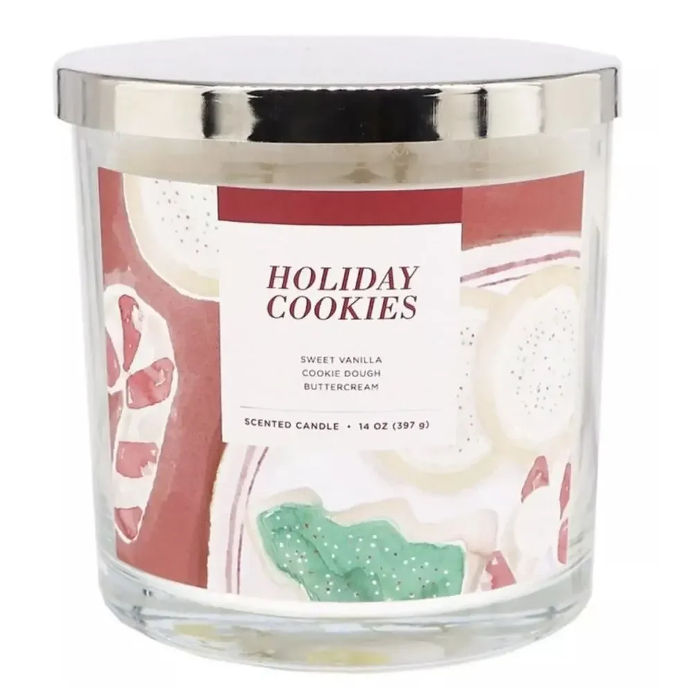 new sonoma candle Women’s GIFT 3 Wicks 14oz Jar Candle - cookies Vanilla,